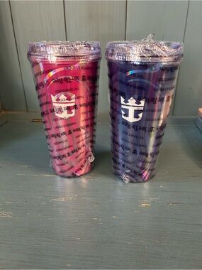Royal Caribbean Iridescent Travel Tumblers - Pink & Purple (New)